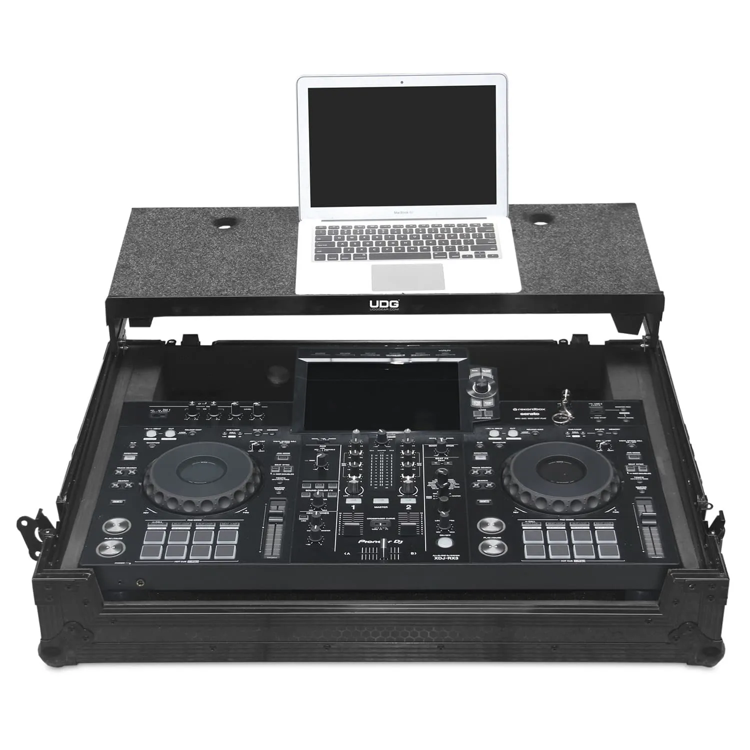 UDG Ultimate Flight Case Pioneer DJ XDJ-RX3 Black Plus (Laptop Shelf   Wheels)