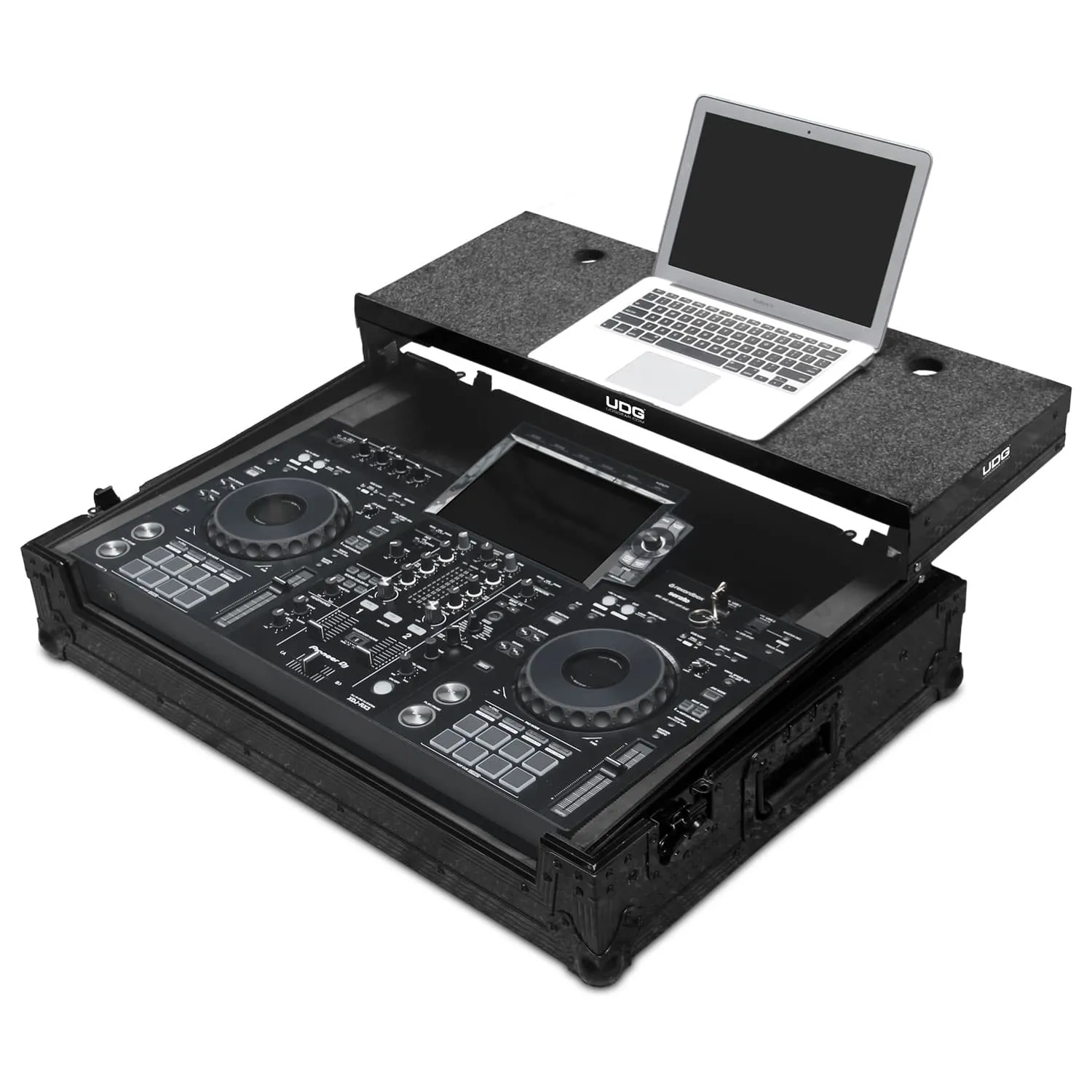 UDG Ultimate Flight Case Pioneer DJ XDJ-RX3 Black Plus (Laptop Shelf   Wheels)