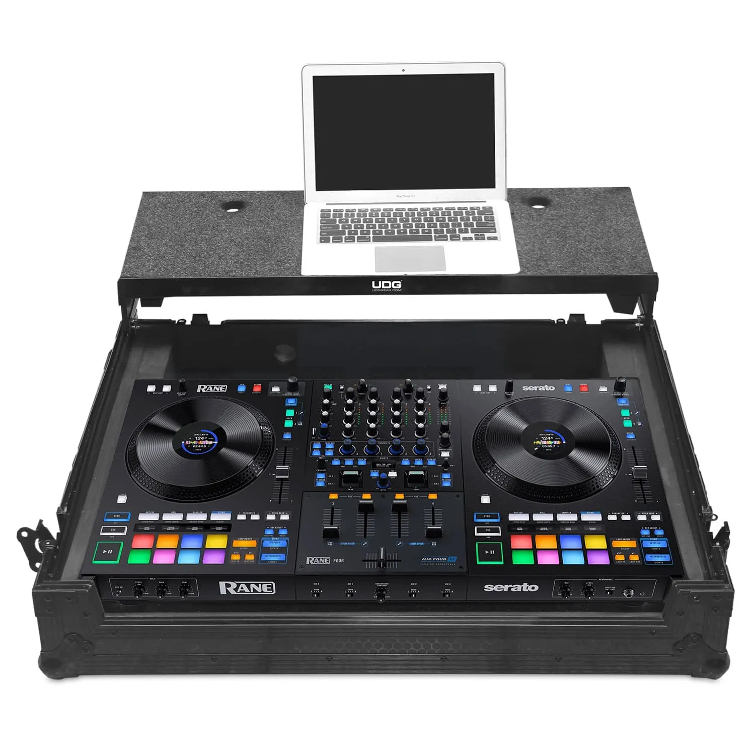 UDG Ultimate Flight Case Rane Performer/ Four Black Plus (Laptop Shelf   Wheels)