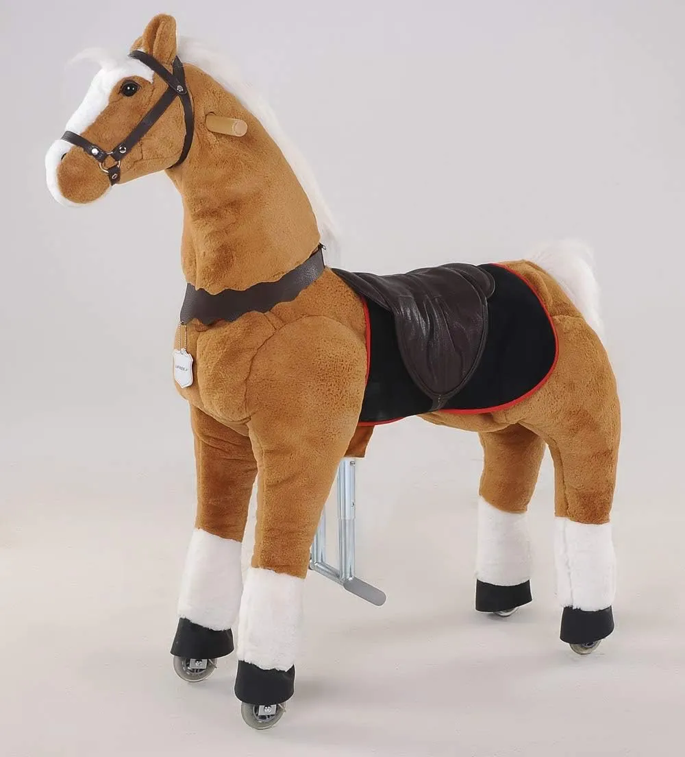 UFREE Riding Horse, Horse Riding Toy, Mechanical Horse, Plush Animal, White Mane and Tail, 6 Years to Adult