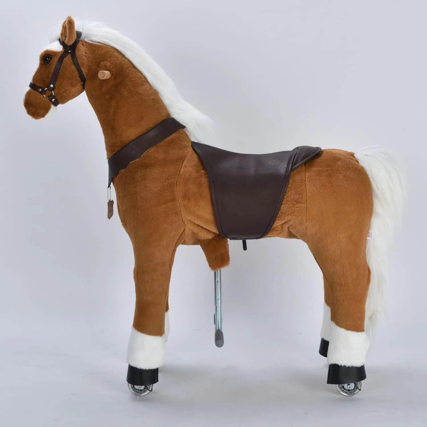 UFREE Riding Horse, Horse Riding Toy, Mechanical Horse, Plush Animal, White Mane and Tail, 6 Years to Adult