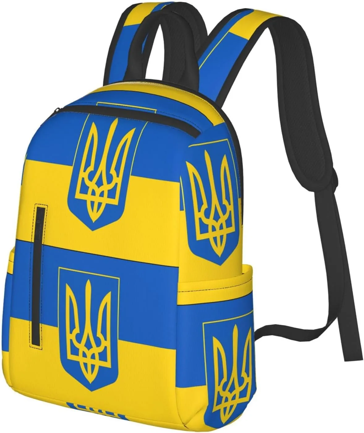 Ukrainian Trident Flag Travel Backpacks Casual Laptop Backpack Sport Rucksack Large Capacity Daypack Multi-Pockets Adjustable Strap Bag for Working Hiking