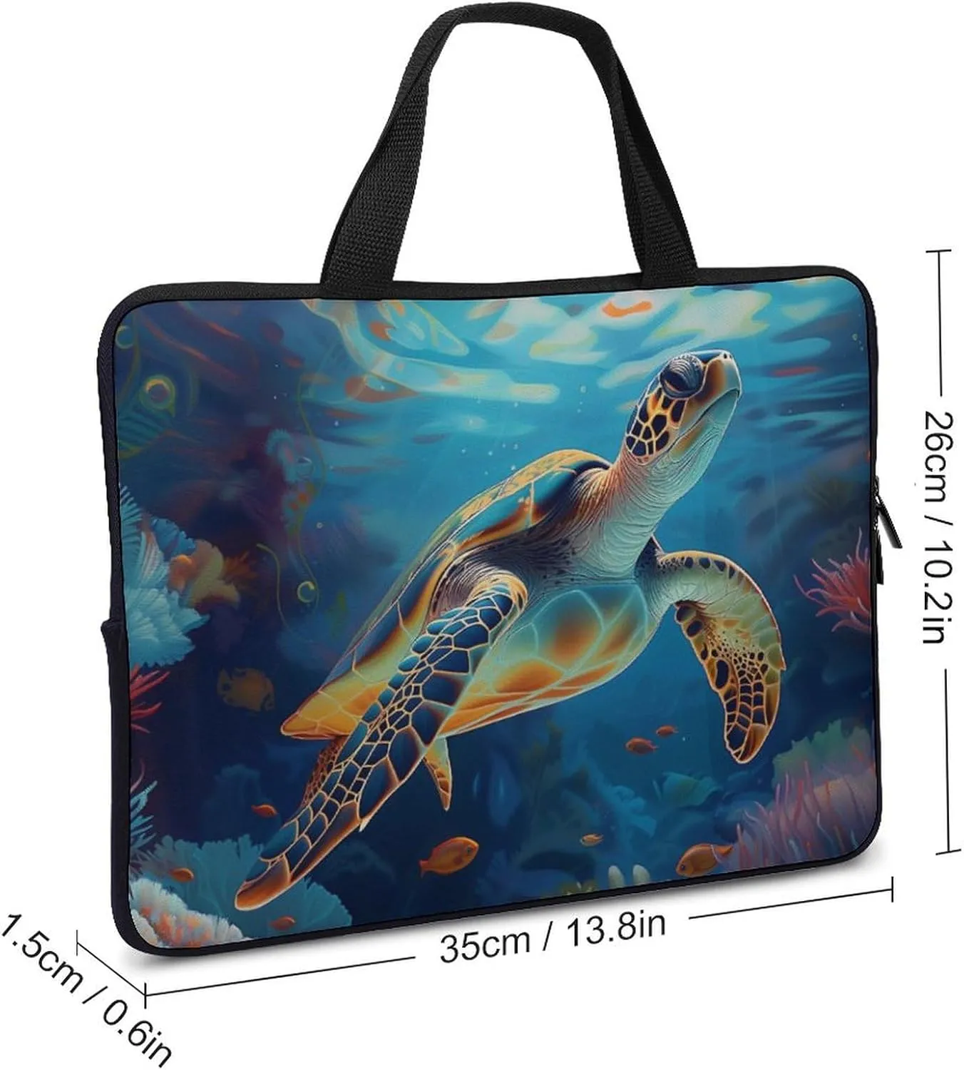 Underwater Sea Turtle Laptop Bag Laptop Case Computer Messenger Bag with Adjustable Shoulder Strap