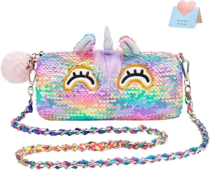 Unicorn Purse Pops Sequin Unicorn Toys Plush Animal Shaped Purse, Kids Fashion Handbags