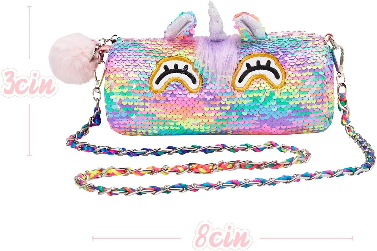 Unicorn Purse Pops Sequin Unicorn Toys Plush Animal Shaped Purse, Kids Fashion Handbags