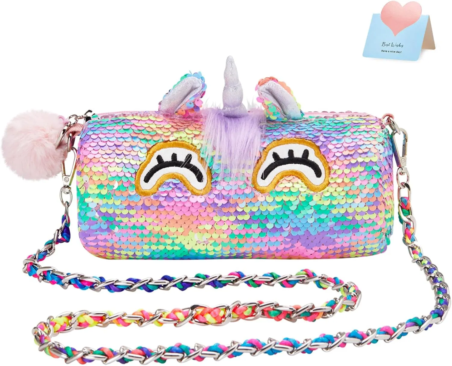 Unicorn Purse Pops Sequin Unicorn Toys Plush Animal Shaped Purse, Kids Fashion Handbags