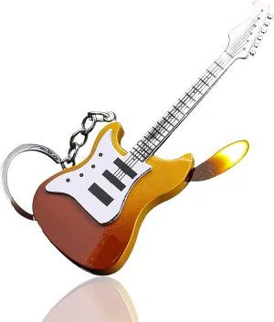 Unique Creative Guitar Lighters,Refillable Butane Flame Windproof,Soft Flame Lighter,Mini Metal Vintage Keychain Decoration Lighter (05#)