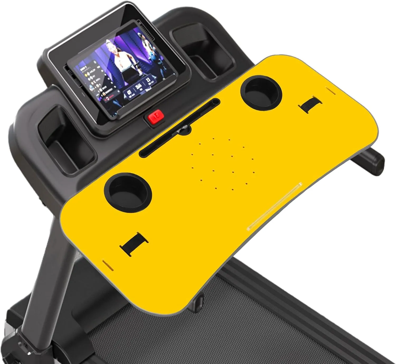 Universal Treadmill Desk Attachment Laptop Holder Ergonomic Platform Tray with Cup Tablet Holder Cooling Holes Provide Good Ventilation, Laptop Stand for Treadmill (Yellow)
