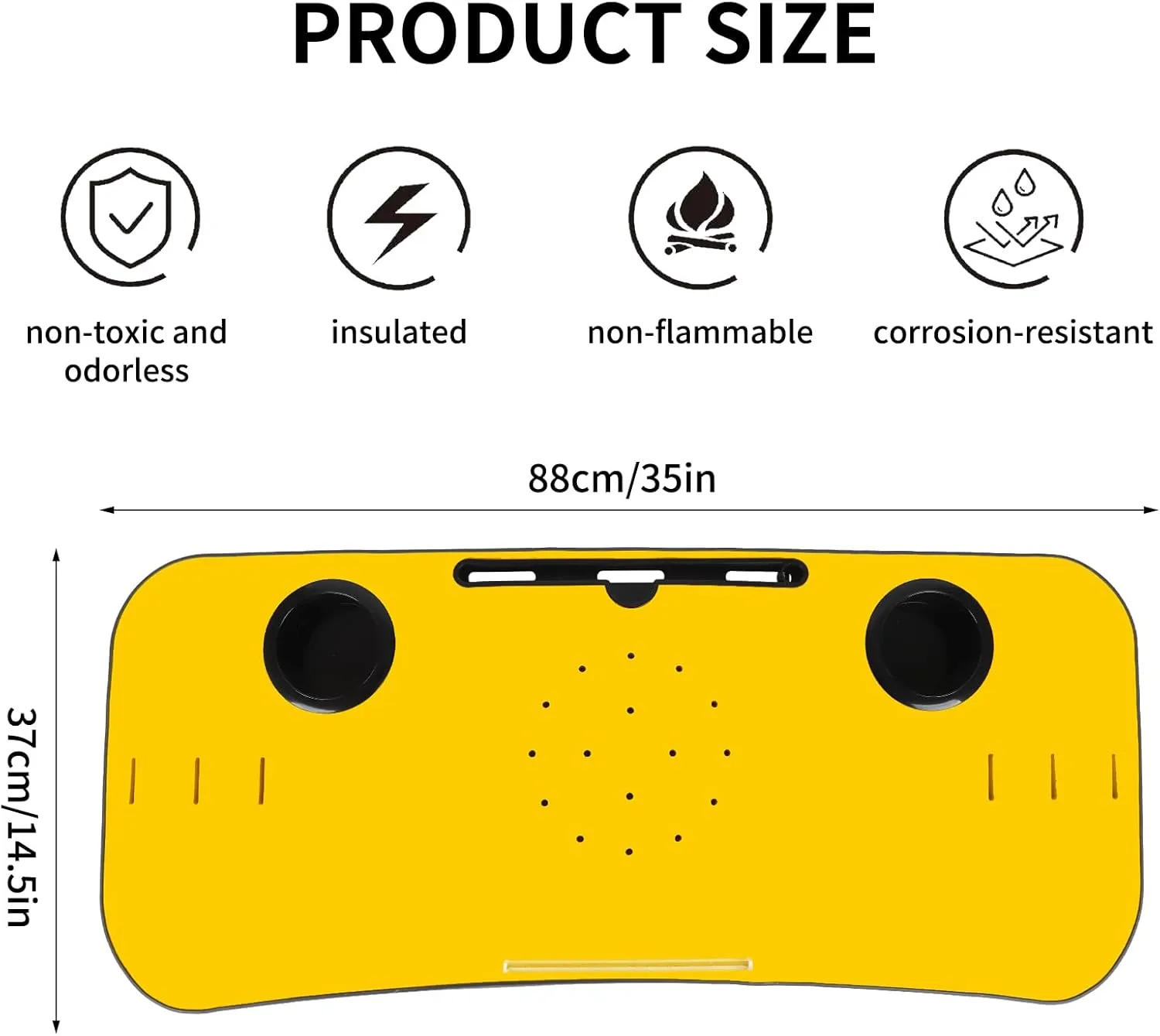 Universal Treadmill Desk Attachment Laptop Holder Ergonomic Platform Tray with Cup Tablet Holder Cooling Holes Provide Good Ventilation, Laptop Stand for Treadmill (Yellow)