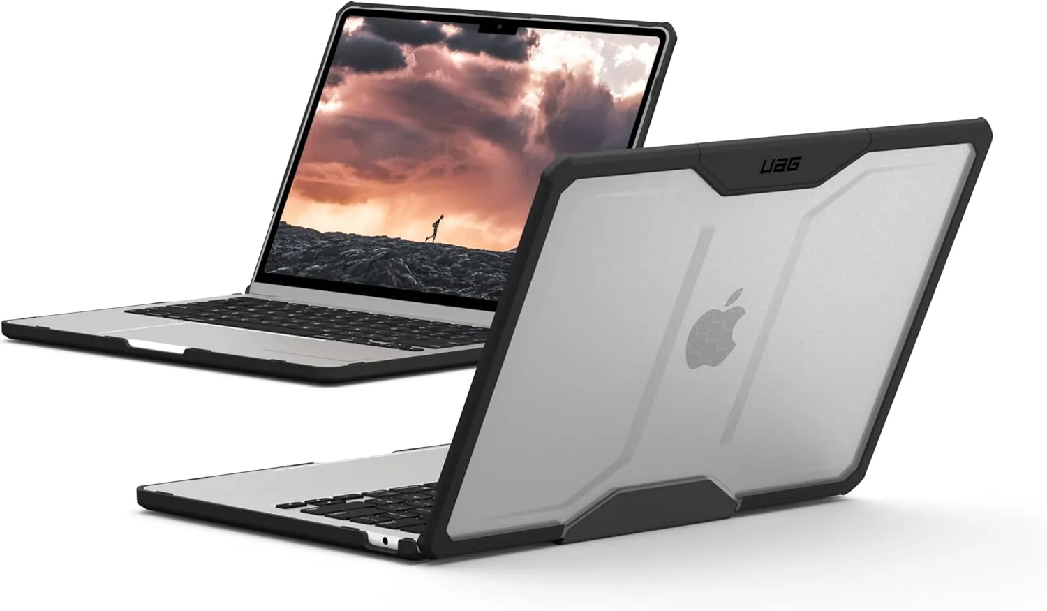 URBAN ARMOR GEAR UAG Designed for MacBook Air 13" Case 2022-2025 M2/M3/M4 (A3240 A3113 A2681) - Translucent Rugged Lightweight Slim Tactile Grip Laptop Protective Cover, Plyo Ice/Black