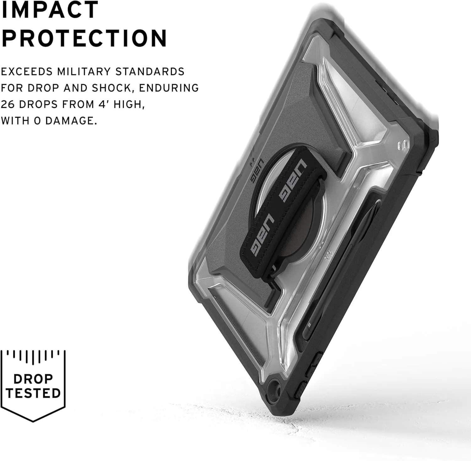 URBAN ARMOR GEAR UAG Designed for Microsoft Surface Pro 1st Edition 12" Case - Rugged Protective Cover with Multi-Angle Built-in Kickstand Pen Holder Hand Strap & Shoulder Strap, Plasma Ice/Black