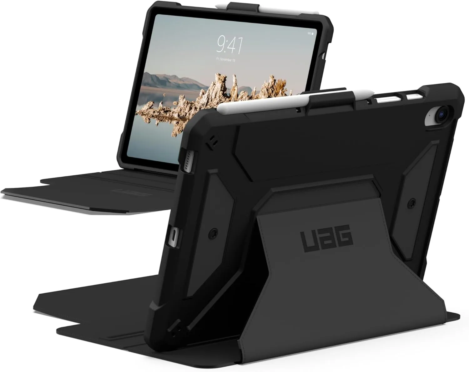 URBAN ARMOR GEAR UAG Designed for Samsung Galaxy Tab S10 FE/Tab S9 FE Case Metropolis SE, Adjustable Kickstand Auto Wake/Sleep S Pen Holder Rugged Military Grade Dropproof Protective Cover, Black