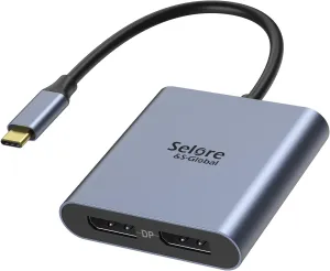 USB-C to Dual 4K DisplayPort Splitter Adapter, USB Type C to Displayport Dual Monitor Converter 4K 60HZ, USB C Displayport Hub Compatible for Dell XPS 13 15,Lenovo Yoga,Sumsung Chromebook,HP etc