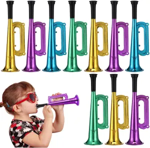 Vaguelly 10pcs Colorful Toy Trumpets Plastic Stadium Horns for Boy Girl for Sporting Events Party Cheering Props and Easy to Use Random Colors