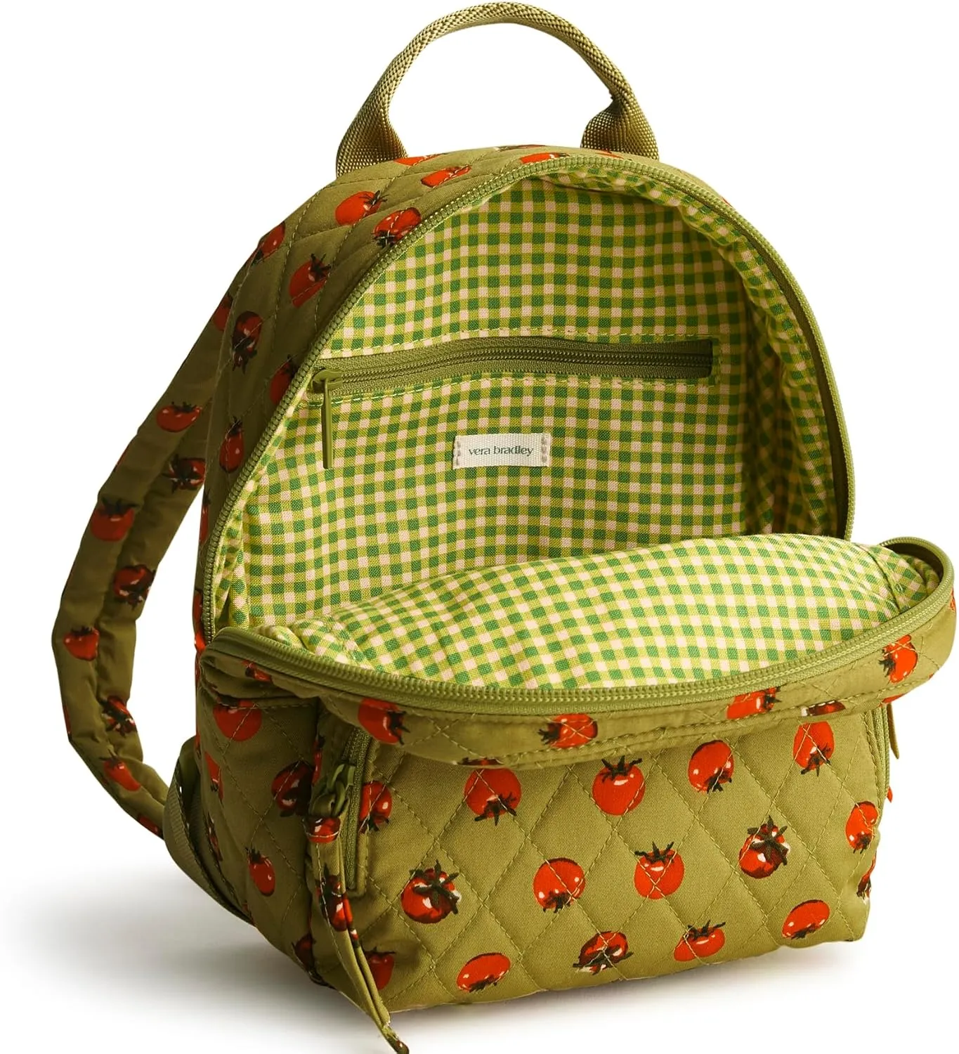Vera Bradley Premium Cotton Mini Banbury Backpack, Tiny Tomatoes Palm