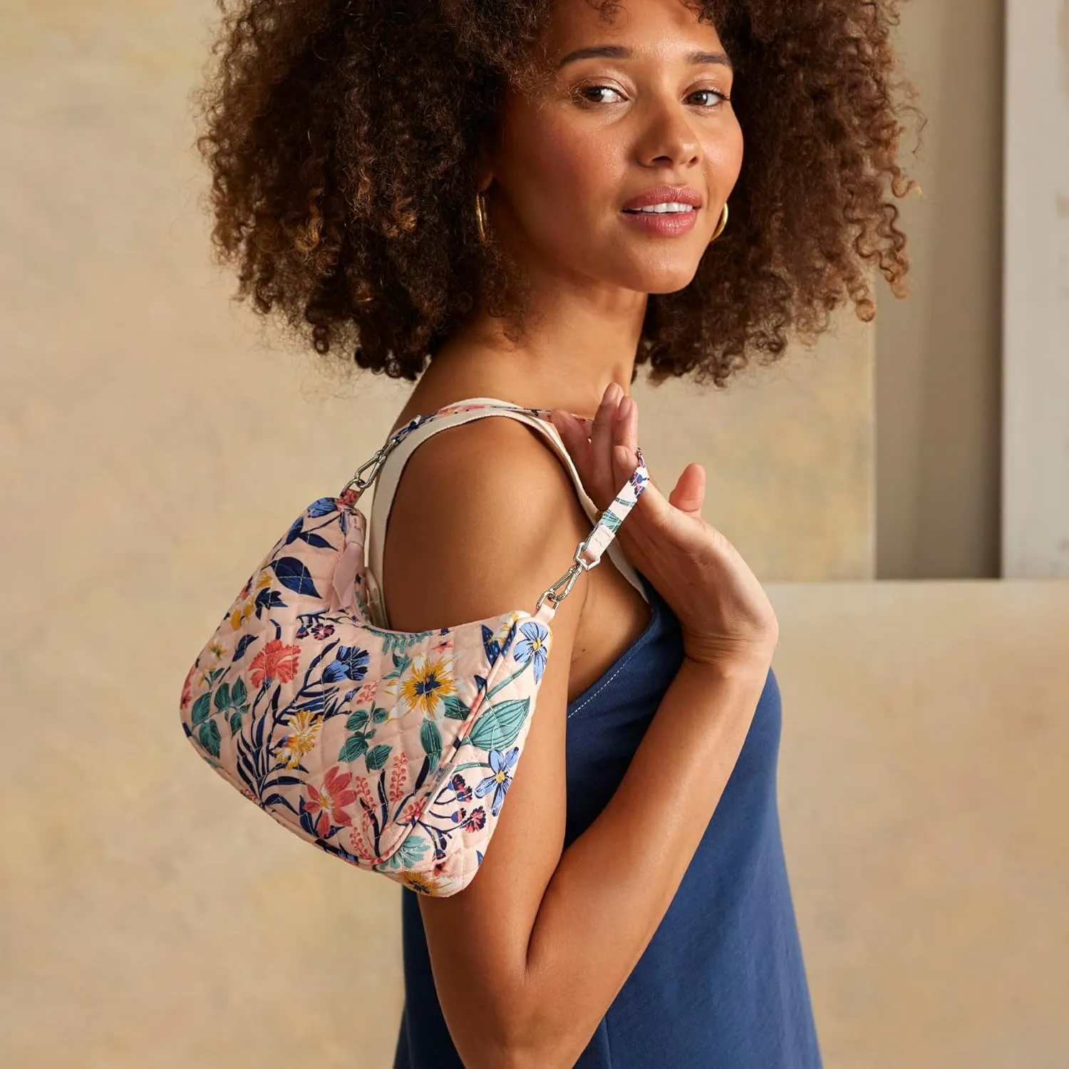 Vera Bradley Women's Cotton Frannie Mini Crescent Crossbody Purse