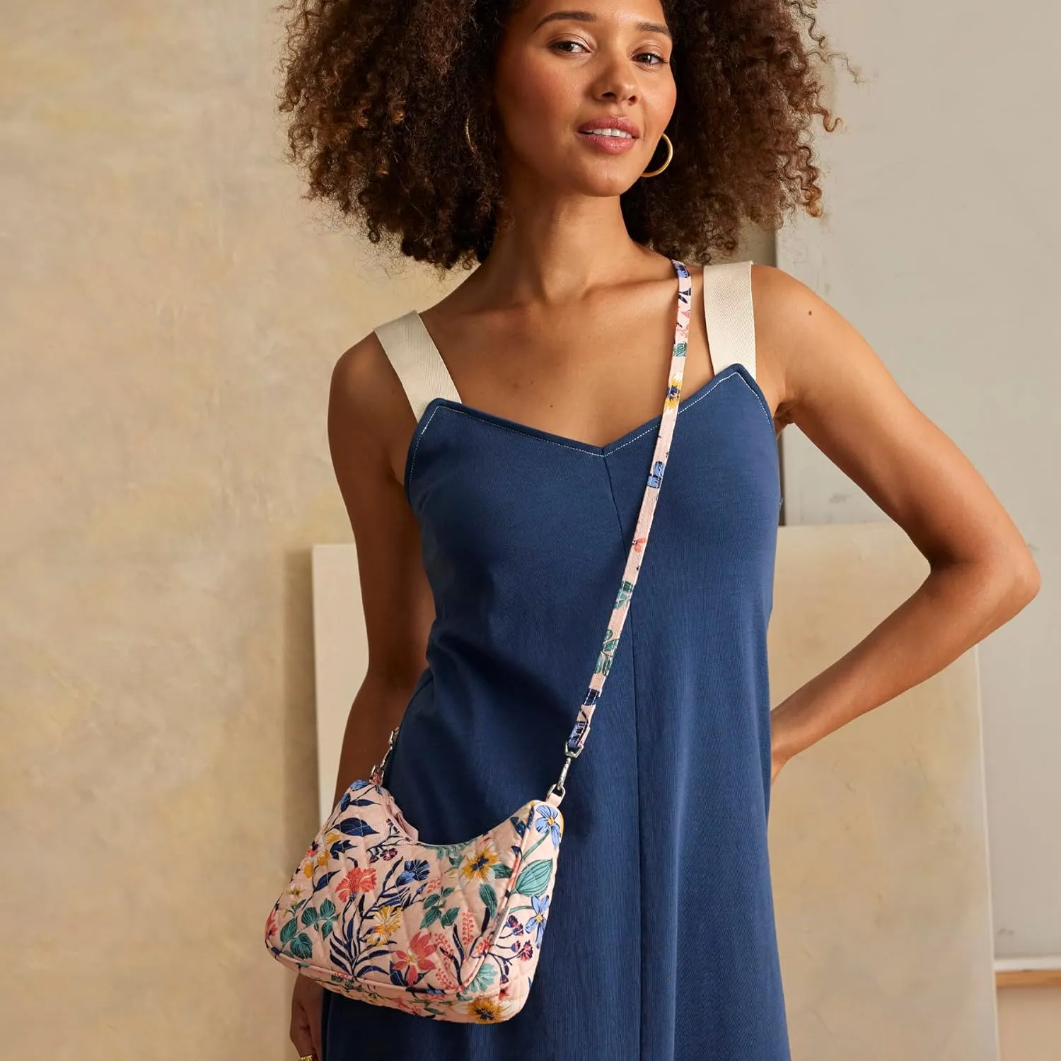 Vera Bradley Women's Cotton Frannie Mini Crescent Crossbody Purse