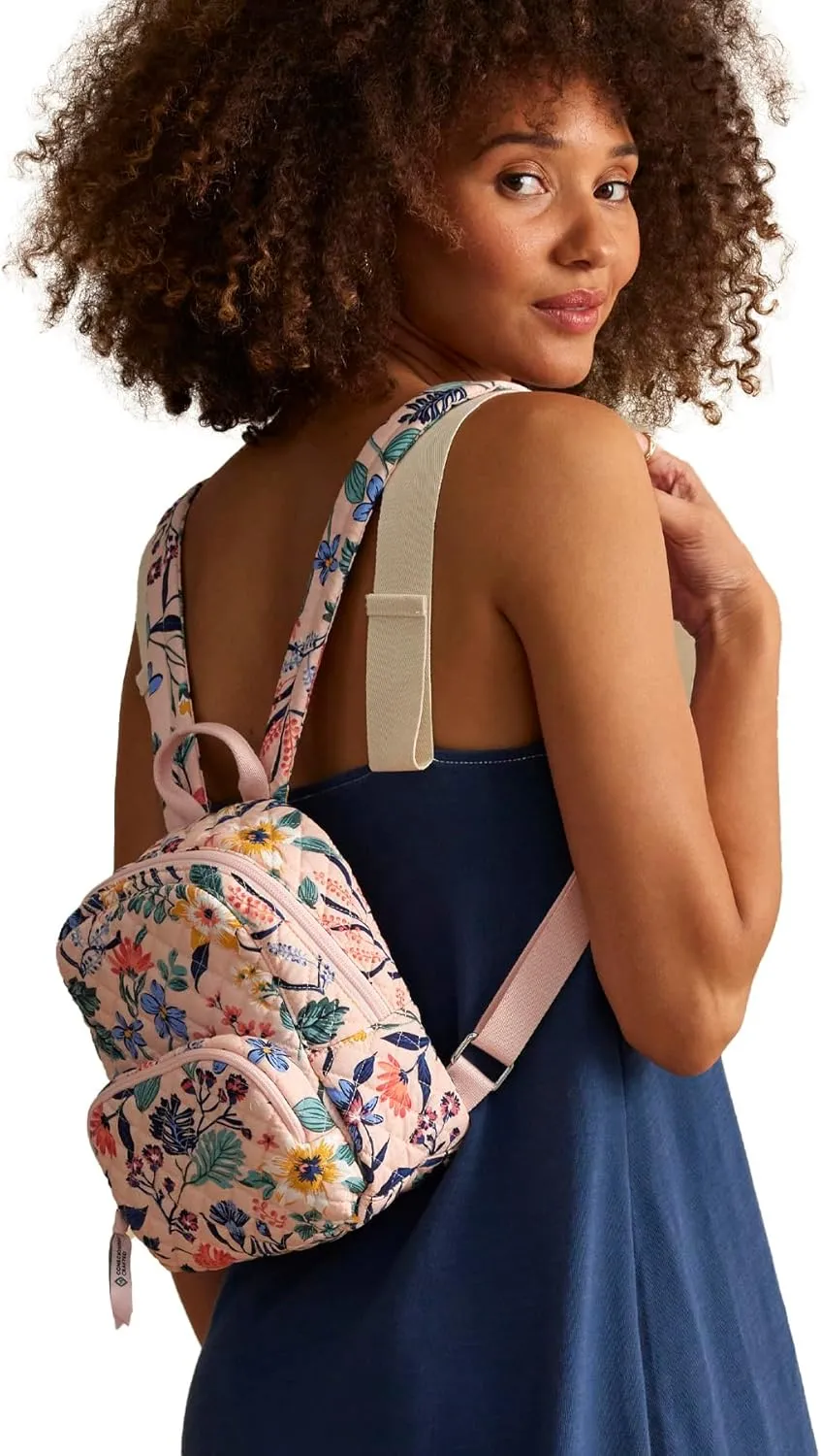 Vera Bradley Women's Cotton Mini Backpack Purse Bookbag, Paradise Coral, One Size