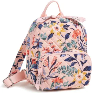 Vera Bradley Women's Cotton Mini Backpack Purse Bookbag, Paradise Coral, One Size