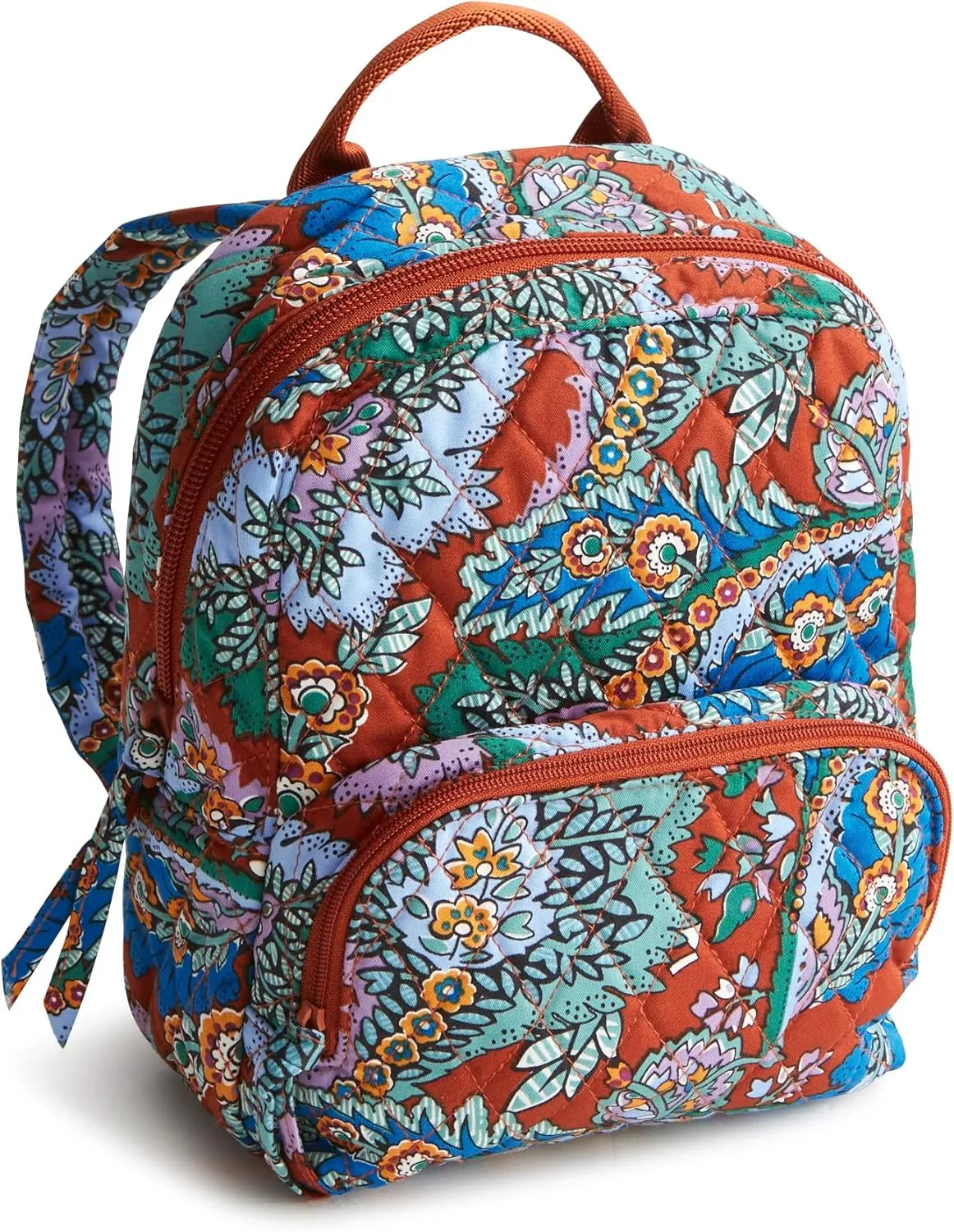 Vera Bradley Women's Premium Cotton Mini Banbury Backpack Bookbag, Flowers   Feathers, One Size