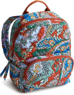 Vera Bradley Women's Premium Cotton Mini Banbury Backpack Bookbag, Flowers   Feathers, One Size