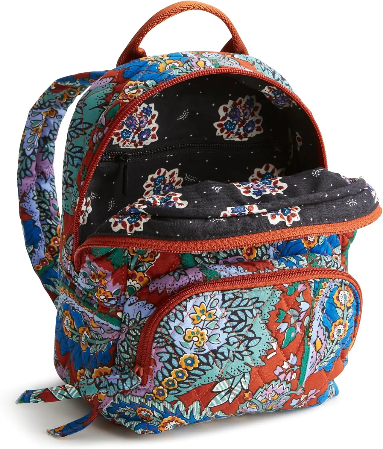 Vera Bradley Women's Premium Cotton Mini Banbury Backpack Bookbag, Flowers   Feathers, One Size
