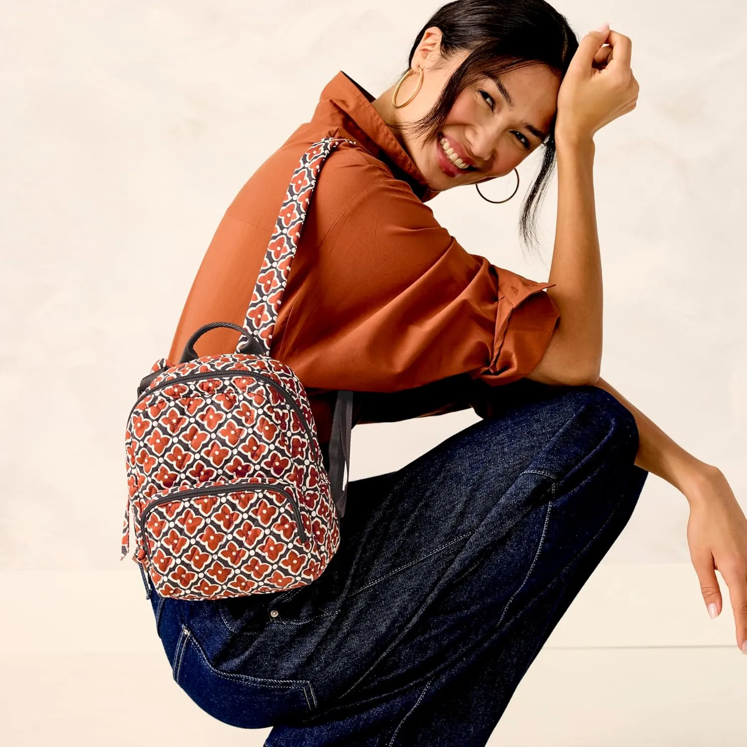 Vera Bradley Women's Premium Cotton Mini Banbury Backpack, Moorish, One Size