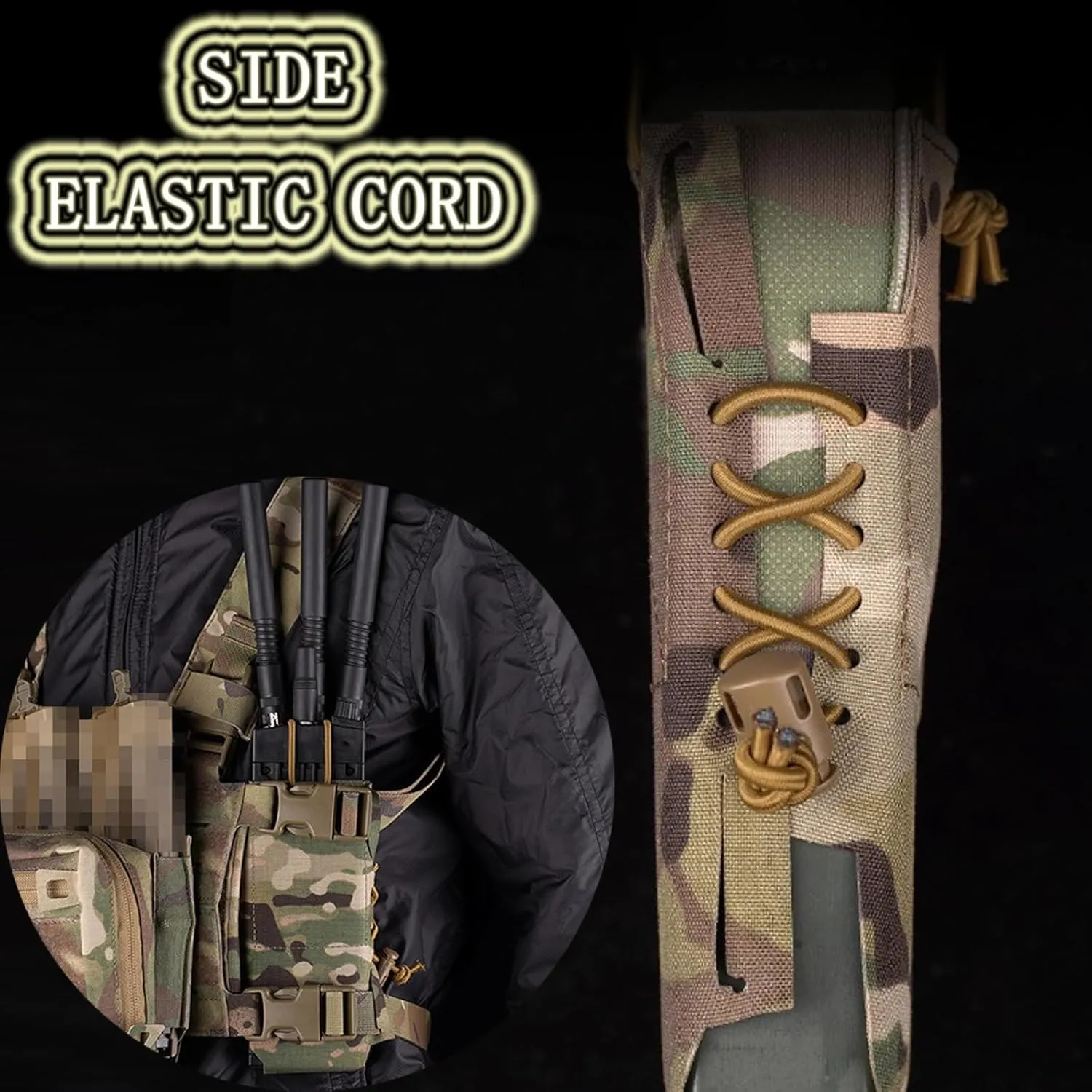 Versatile Mag Holder Radio Pouch with Hook and Loop Cummerbund Side Magazine Holster for Tactical Chest Rig Vest