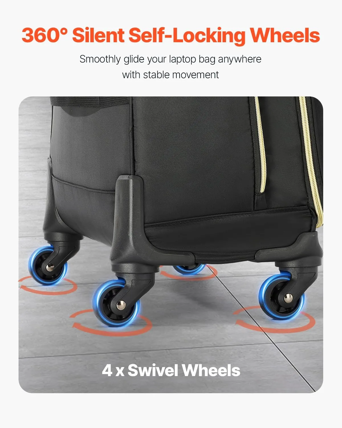 VEVOR Rolling laptop bag,Wheeled Briefcase, Roller Computer Tote Bag, Laptop Case for Work Travel Business Office, Women Men