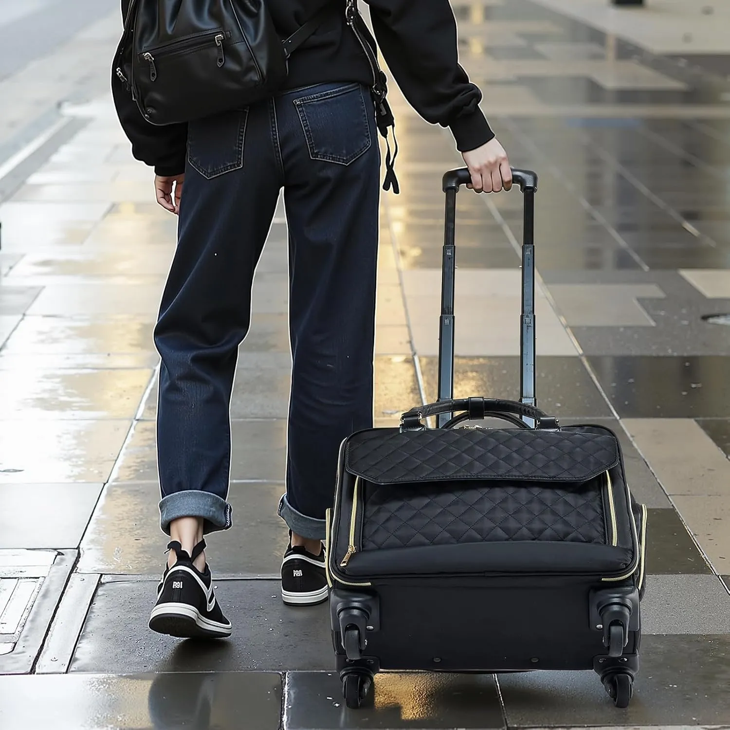 VEVOR Rolling laptop bag,Wheeled Briefcase, Roller Computer Tote Bag, Laptop Case for Work Travel Business Office, Women Men