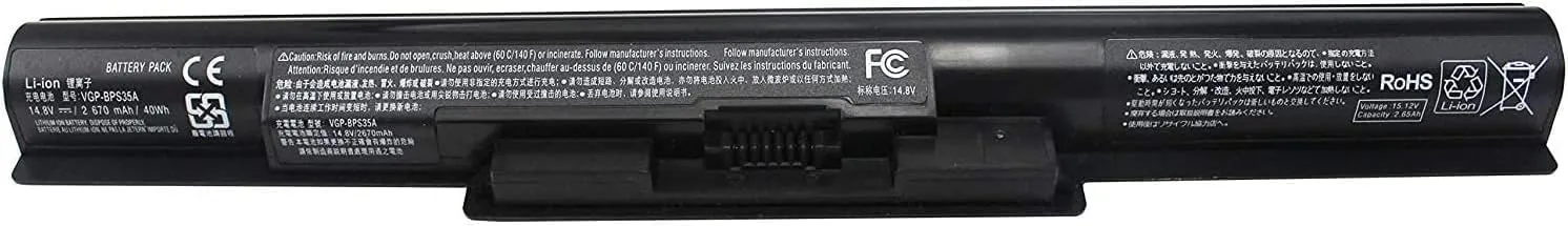 VGP-BPS35A VGP-BPS35 Laptop Battery Replacement for Sony VAIO E341239 SVF152C29M SVF142C29M SVF1521A1EW SVF1521A2E SVF1521A2EB SVF15217SC SVF14215SC SVF15218SC SVF15216SC SVF14316SCW (14.8V 40Wh)