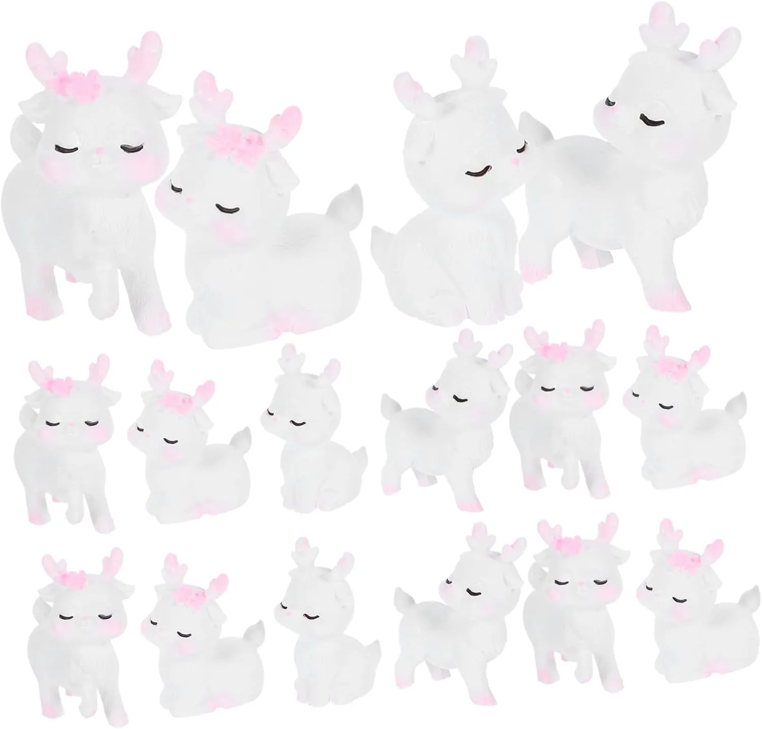 VICASKY 20pcs Mini Resin Reindeer Figures: Creative Animal Ornaments for DIY Fairy Garden Tabletop Decor - Dollhouse Miniature Scene Decorations