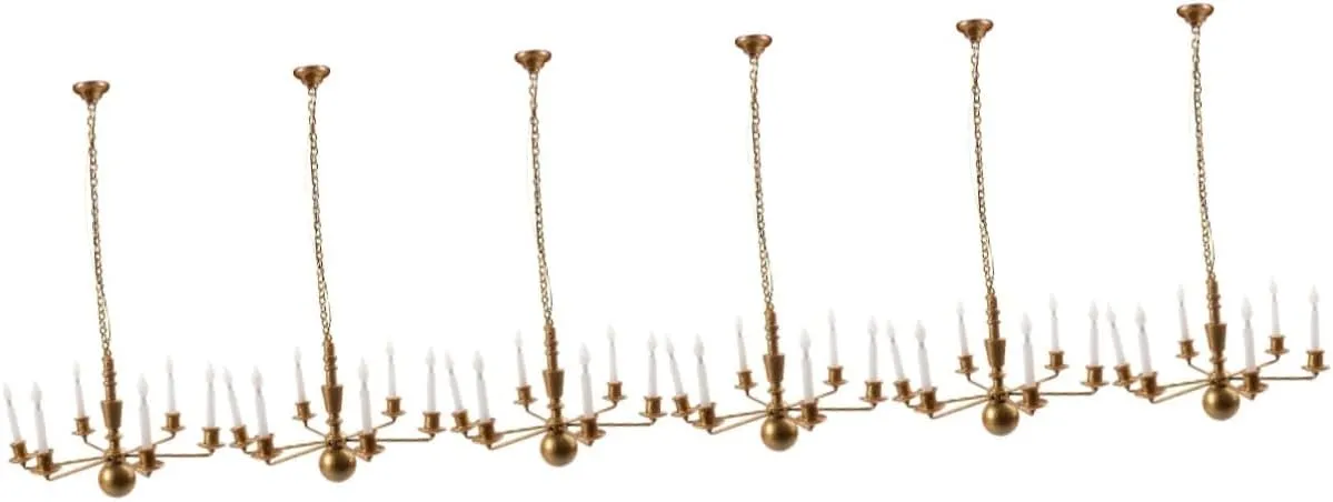 VICASKY 6pcs Miniature Chandelier Lights for Dollhouse Decorative Ceiling Lamp for Sand Table Ornaments Compact Warm Glow Mini House Accessory for Boys and Girls and Projects