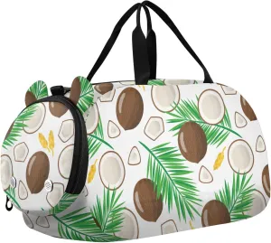 VIGTRO Coconut Exotic Fruits Kids Overnight Travel Duffel Bag Sport Gym Bag for Boys Girls with Shoe Compartment, Carry On Weekender Luggage Bag for Dance Swim Yoga