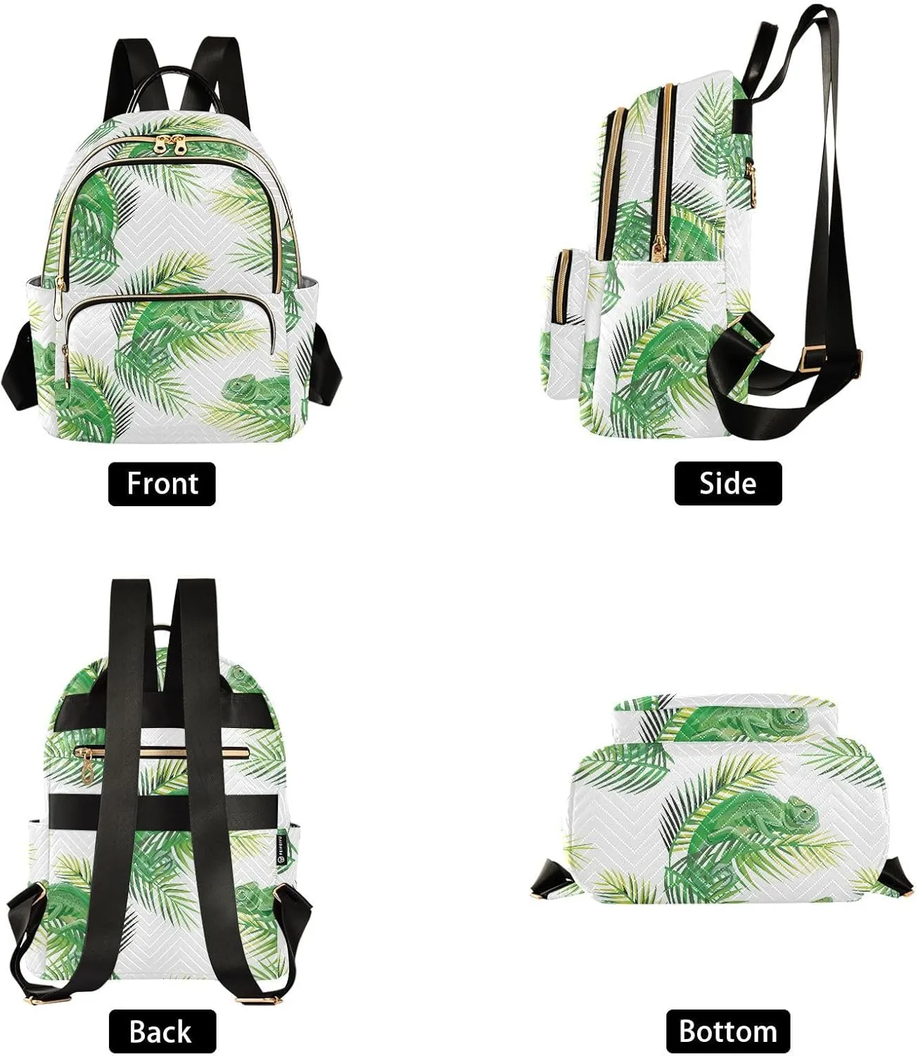 VIGTRO Women Fashion Backpack Quilted Mini Purse Exotic Lizard Chameleon, Lightweight Travel Casual Shoulder Backpack with Adjustable Straps Size S