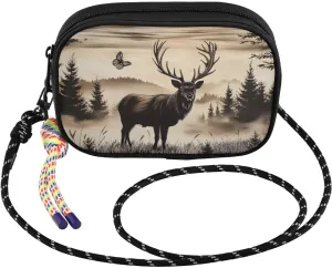 Vintage Elk Butterfly Small Crossbody Bags for Women Cell Phone Purses Women's Shoulder Handbag Wallet Purse