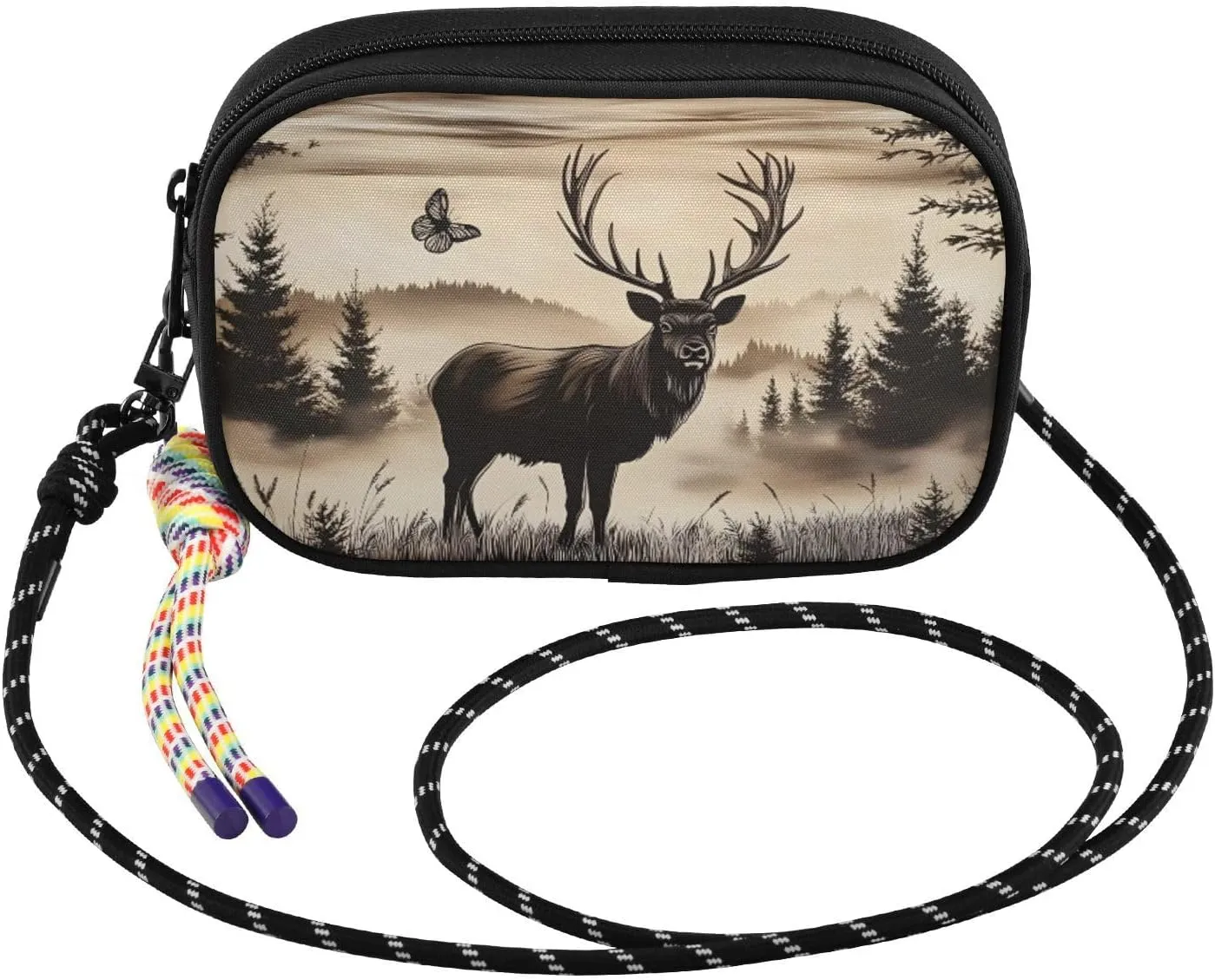Vintage Elk Butterfly Small Crossbody Bags for Women Cell Phone Purses Women's Shoulder Handbag Wallet Purse