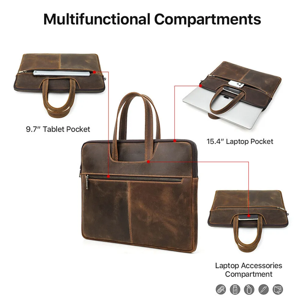 Vintage Leather Laptop Sleeve for MacBook Pro 14"