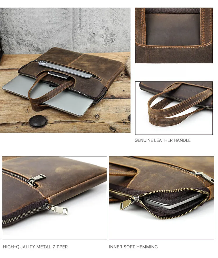 Vintage Leather Laptop Sleeve for MacBook Pro 14"