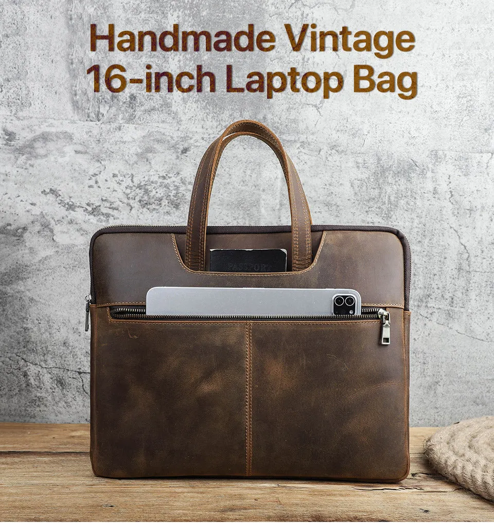 Vintage Leather Laptop Sleeve for MacBook Pro 14"