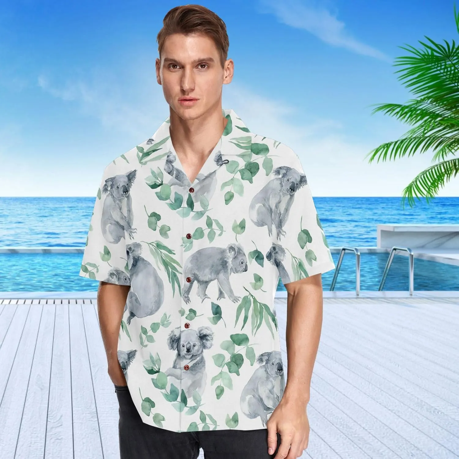 visesunny Fashion Hawaiian Shirts for Men Short Sleeve Aloha Beach Shirt Floral Summer Casual Button Down Shirts S-3XL