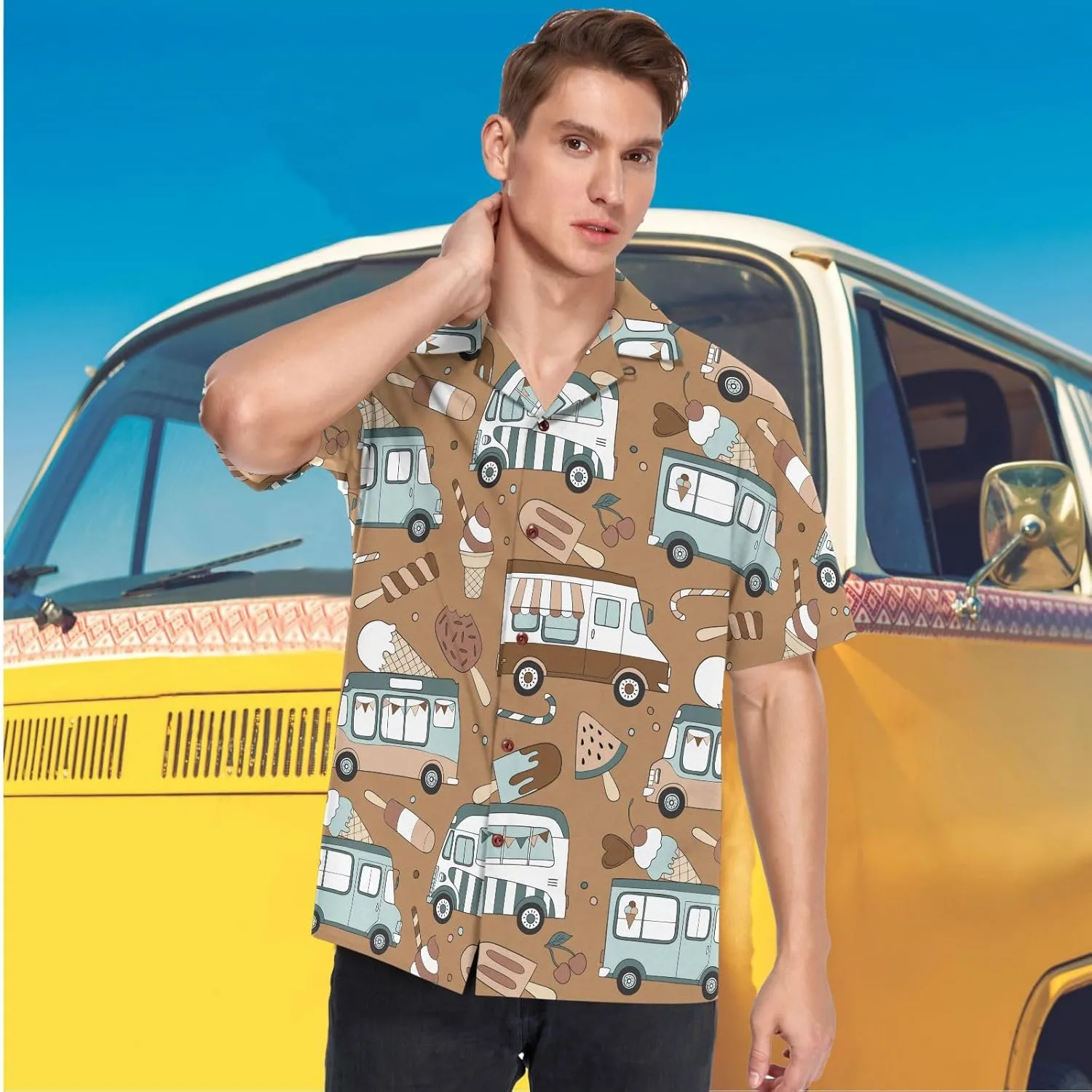 visesunny Fashion Hawaiian Shirts for Men Short Sleeve Aloha Beach Shirt Floral Summer Casual Button Down Shirts S-3XL