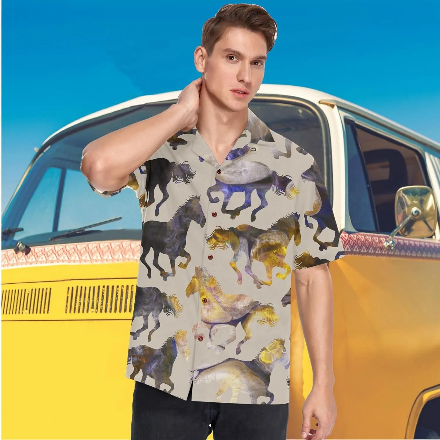 visesunny Fashion Hawaiian Shirts for Men Short Sleeve Aloha Beach Shirt Floral Summer Casual Button Down Shirts S-3XL