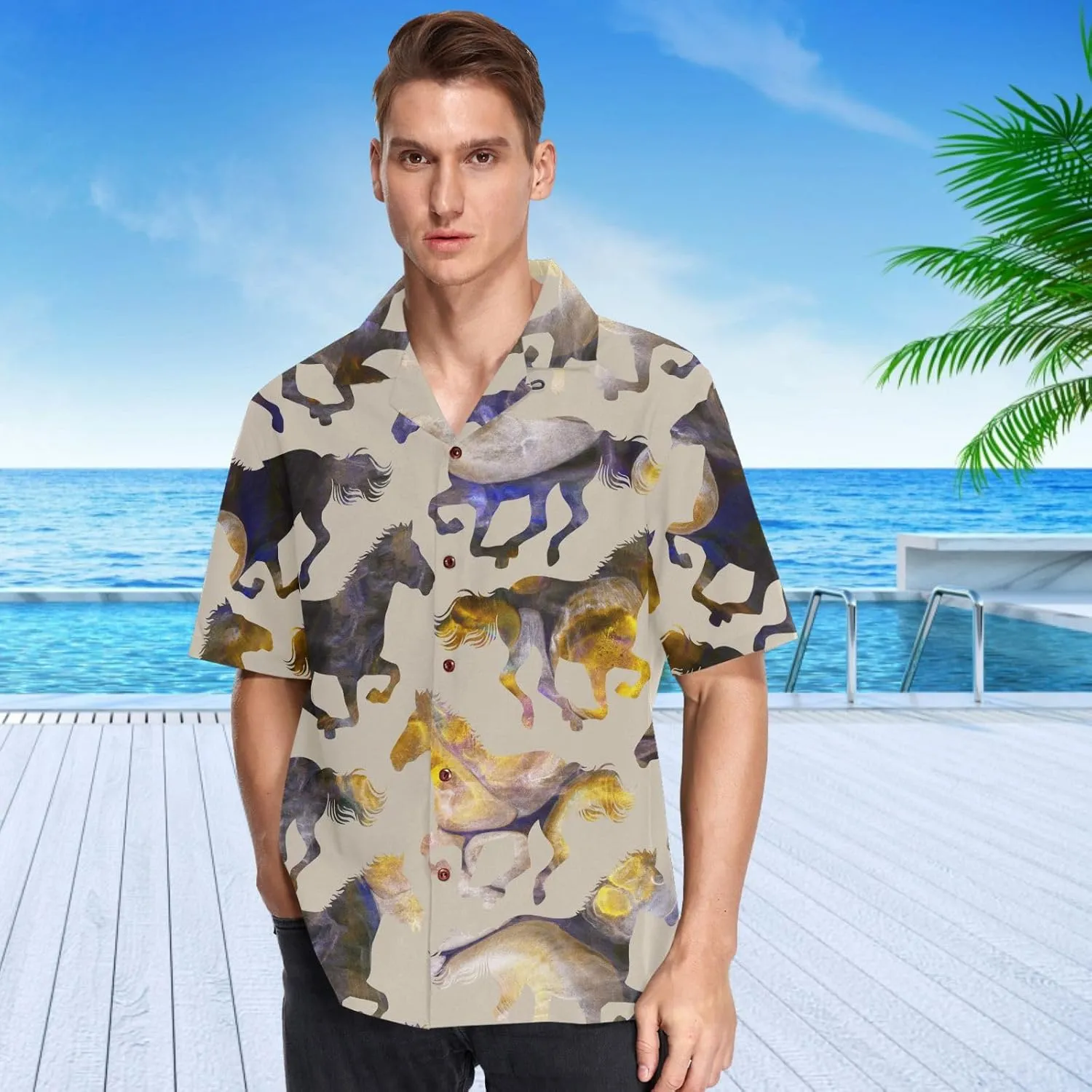 visesunny Fashion Hawaiian Shirts for Men Short Sleeve Aloha Beach Shirt Floral Summer Casual Button Down Shirts S-3XL