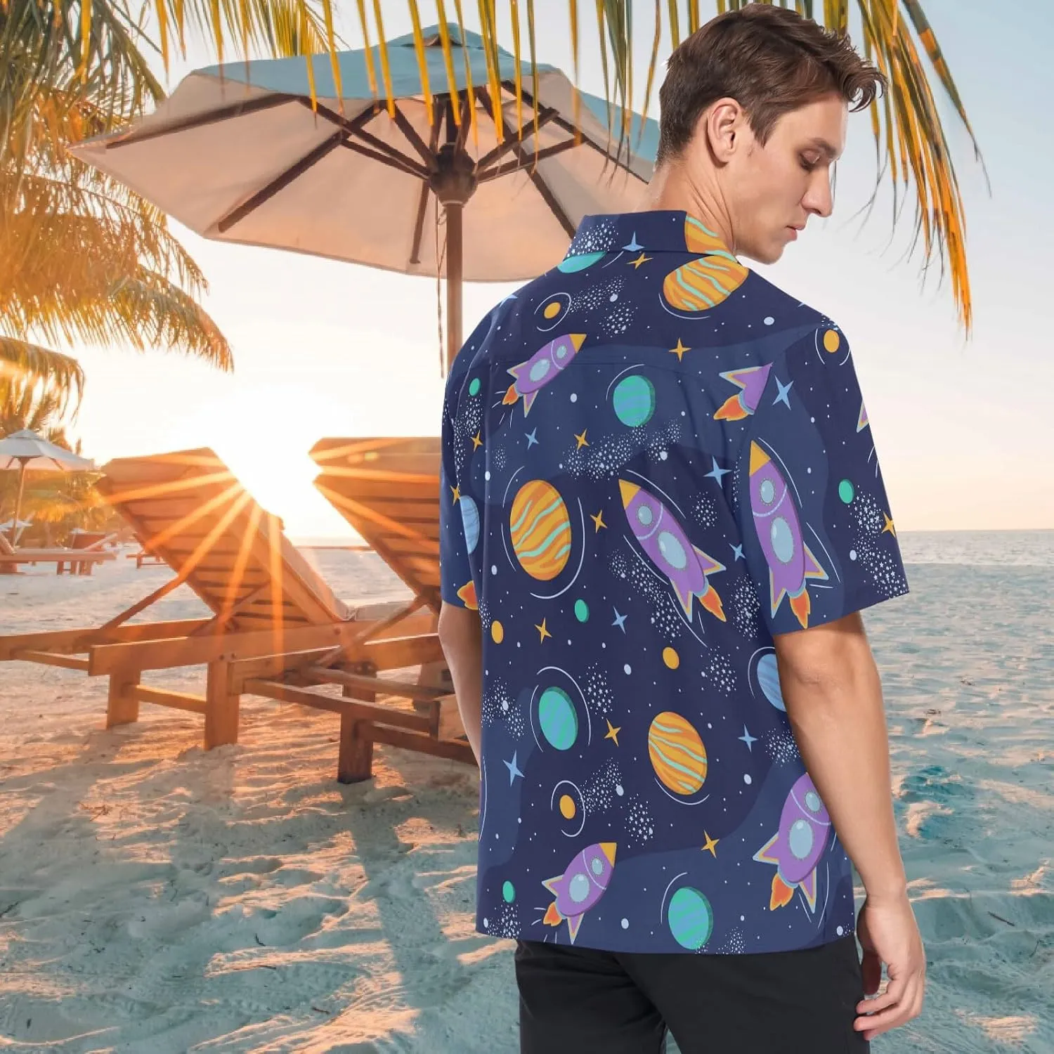 visesunny Mens Button Down Short Sleeve Dress Shirt Novelty Hawaiian Holiday Summer Funny Tops S-XXXL