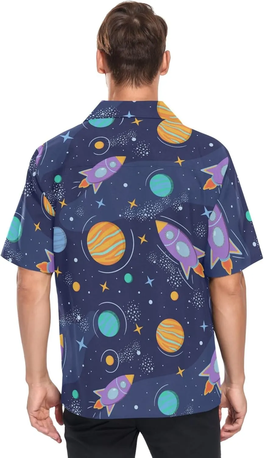 visesunny Mens Button Down Short Sleeve Dress Shirt Novelty Hawaiian Holiday Summer Funny Tops S-XXXL