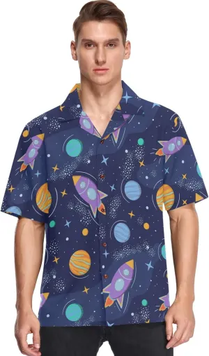 visesunny Mens Button Down Short Sleeve Dress Shirt Novelty Hawaiian Holiday Summer Funny Tops S-XXXL
