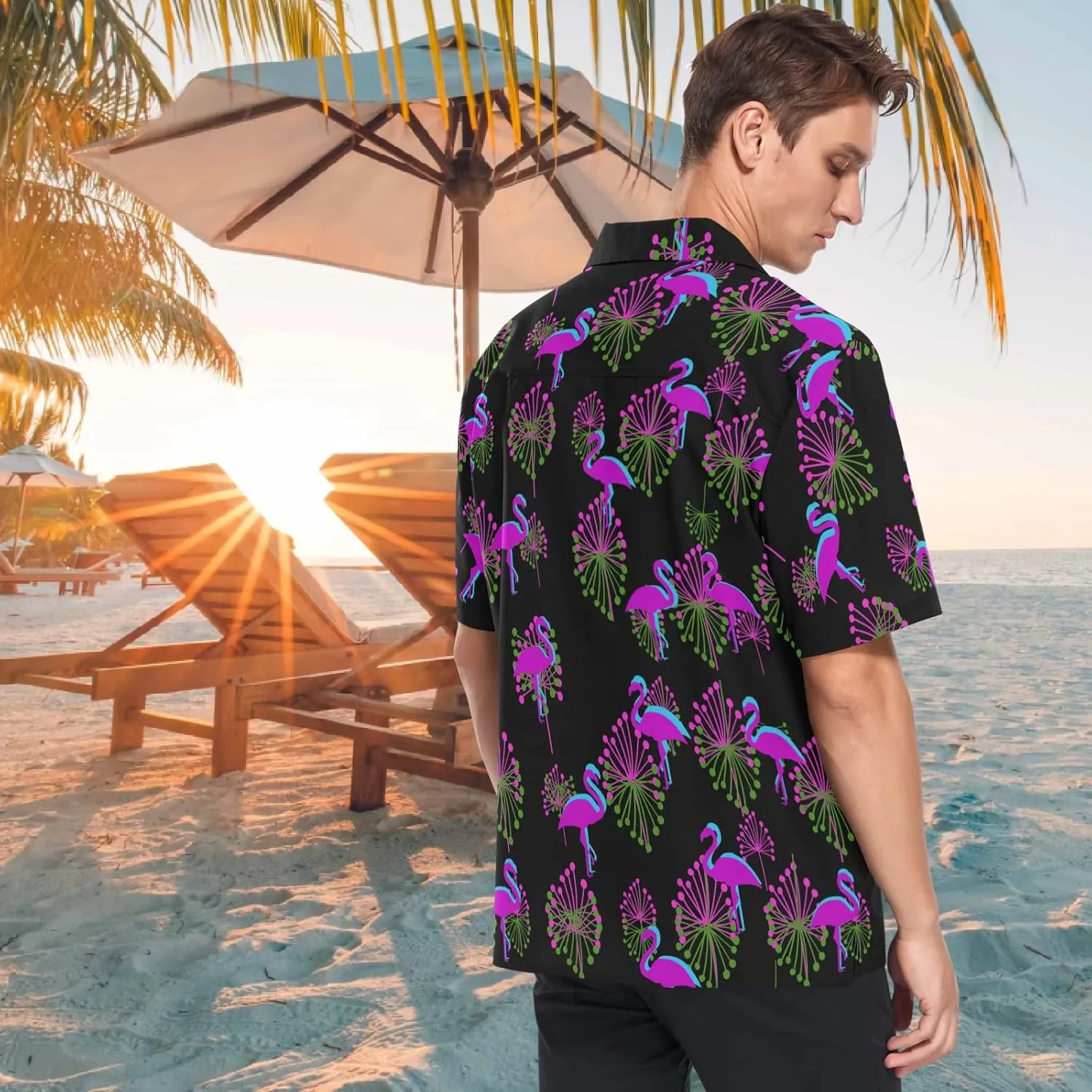 visesunny Mens Casual Button Down Short Sleeve Hawaiian Shirt Aloha Shirt