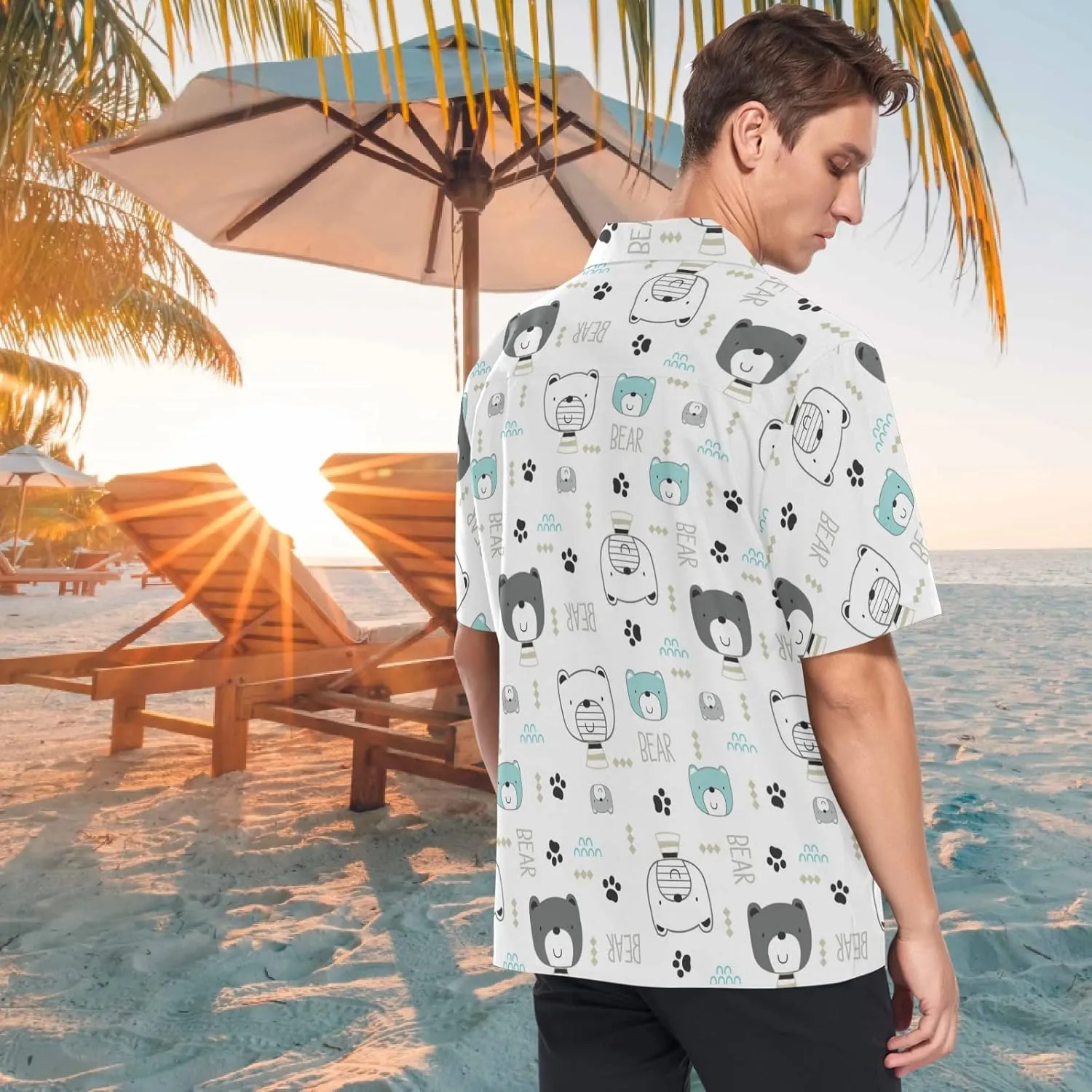 visesunny Mens Casual Button Down Short Sleeve Hawaiian Shirt Aloha Shirt