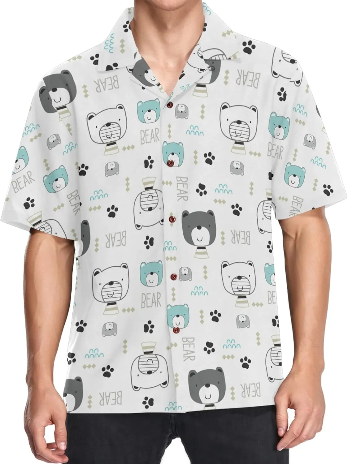 visesunny Mens Casual Button Down Short Sleeve Hawaiian Shirt Aloha Shirt